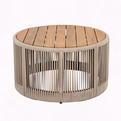 Rattan Rope Acacia Wood Weather Resistant Coffee Table
