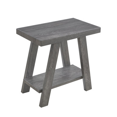 Table d'appoint contemporaine en bois gris - conception, plateau en placage de bois franc et fabrication moderne de tablettes supplémentaires