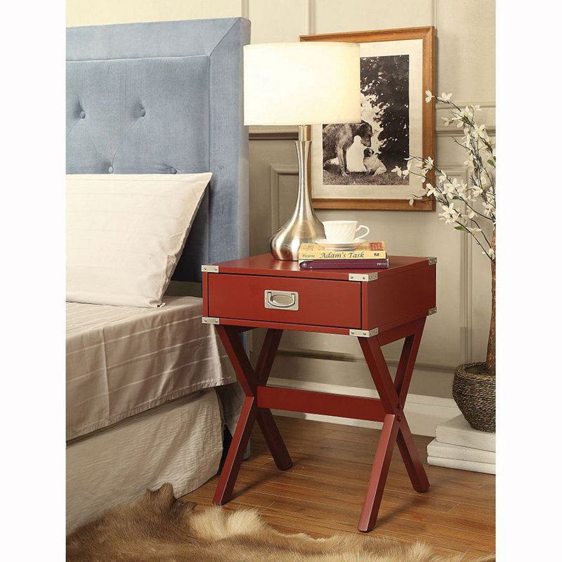 Bianco End Table with Storage, 23" H x 20" W x 18" D, Red
