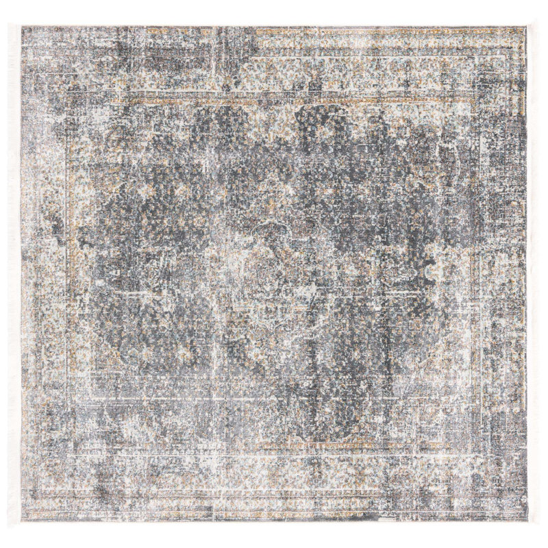 Tapis oriental gris fumée Folmar, Carré 8 pi