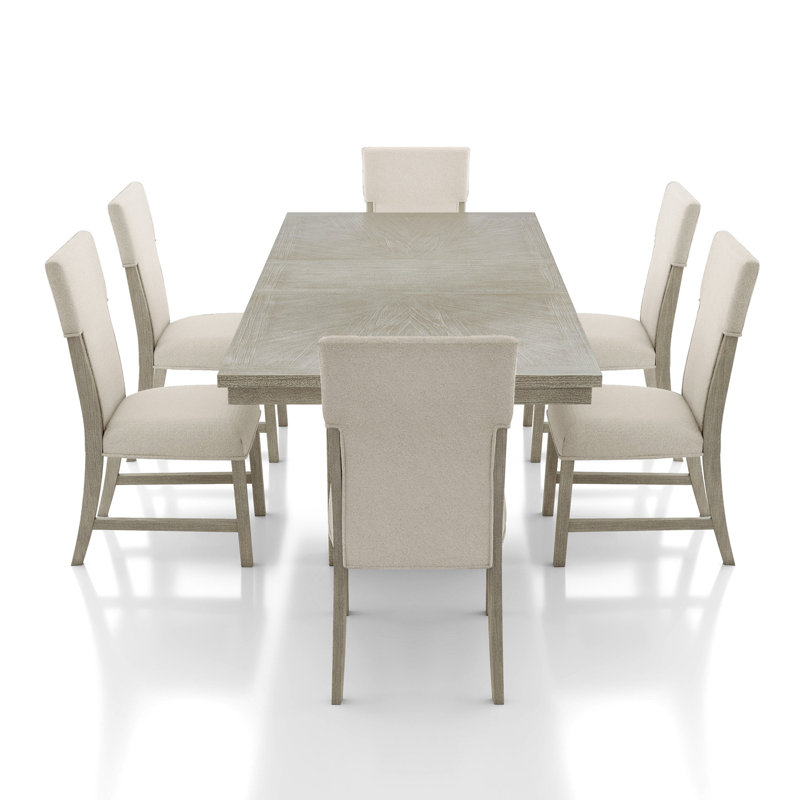 Ensemble de table de salle à manger extensible 7 pièces avec chaises rembourrées Bartel