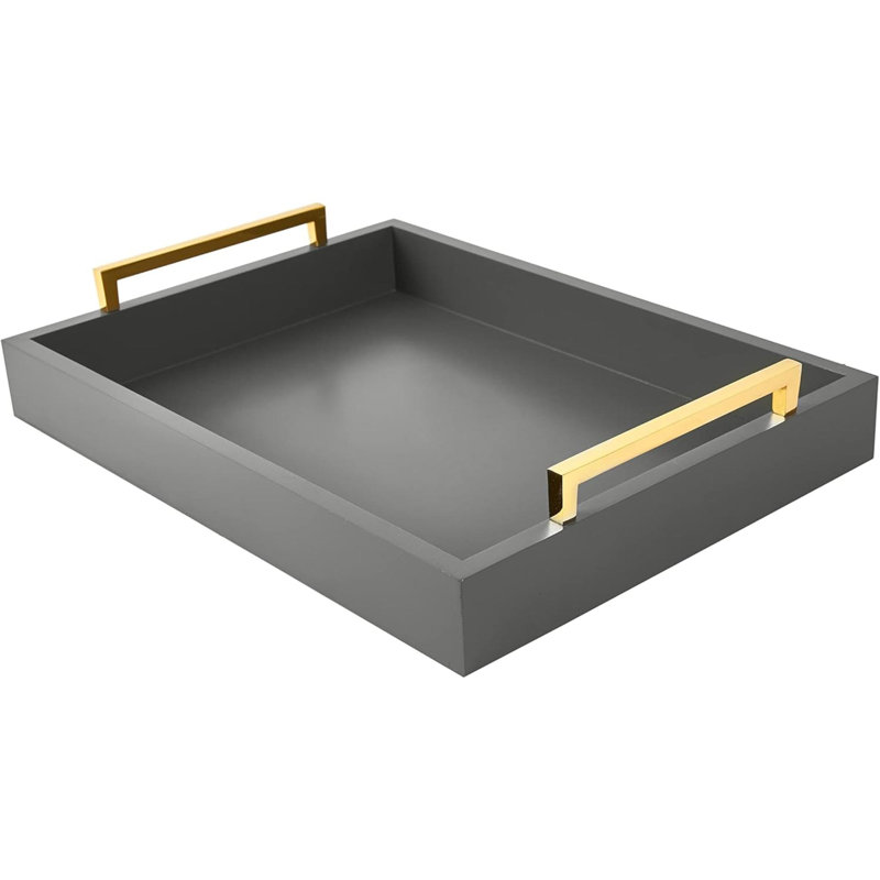 Plateaux de service avec poignées, plateau de service décoratif, plateaux de repose-pieds pour plateaux décoratifs de salon, salle de bain et plateaux décoratifs d'extérieur