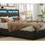 Structure de lit double avec tête de lit ergonomique, prises de courant, chargeur, lumière DEL et tablette de rangement, sans bruit, aucun sommier tapissier requis