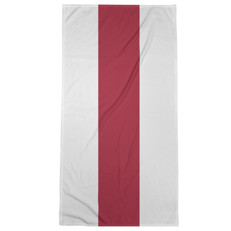 Cotton Blend Beach Towel, White/Red