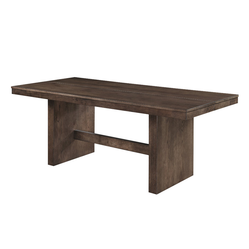 Ony Dining Table, 79 Inch Rectangular Top, Dark Walnut Brown Wood
