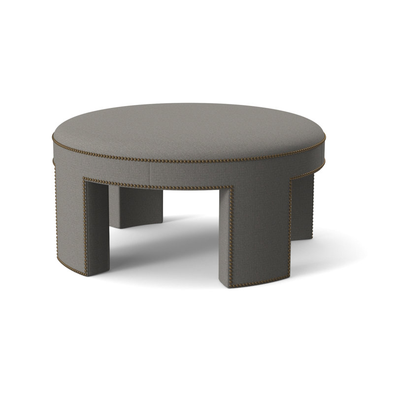 Durant Round Ottoman, Silver Polyester 71608L81, 19.75"H x 40.5"W x 40.5"D