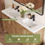 Meuble-lavabo double 60 po avec pieds en bois massif, double cuve en SMC, 4 portes et tablettes réglables Farmhouse