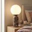 Lampe de table Mila Tall 24 po à DEL moderne en marbre brun avec abat-jour en verre givré et port USB intégré-126420617-139814785