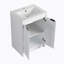 Meuble-lavabo autoportant de 48 po avec lavabo en résine, 2 armoires de rangement, 2 armoires murales, portes et tiroir à fermeture douce, blanc brillant, contreplaqué (KD-Packing)