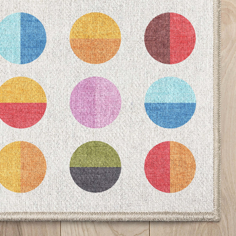Tapis lavable à pois multicolore pour enfants Well Woven, Rectangle 3 pi 3 po x 5 pi