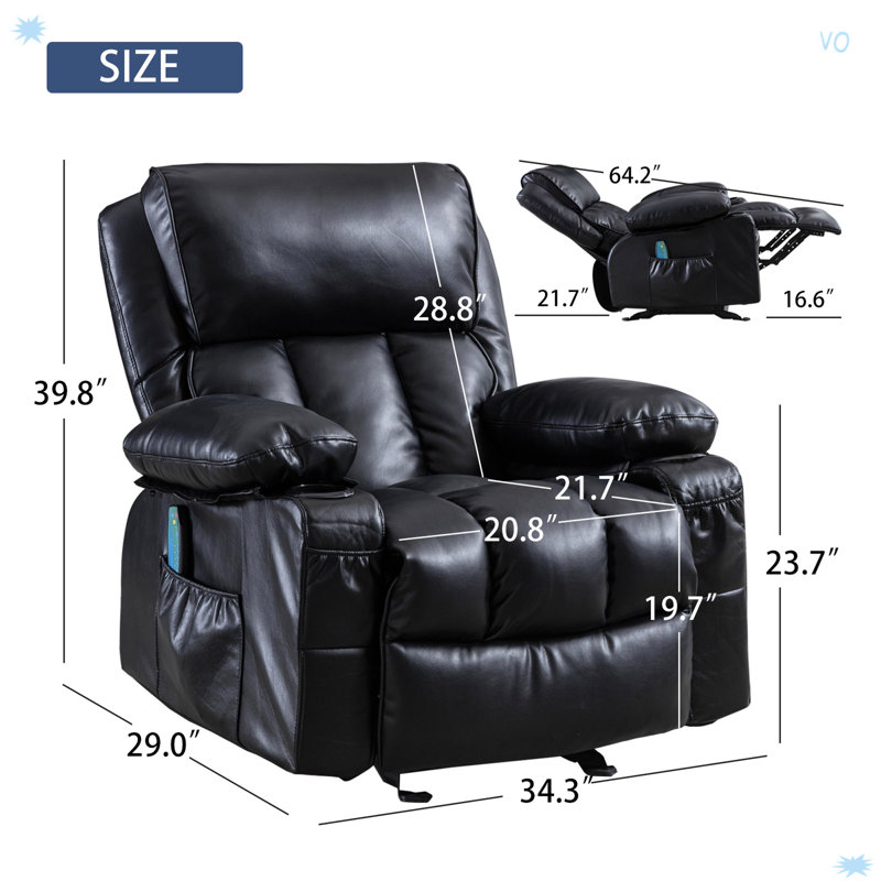 Recliner Chair  For Living Room With Rocking Function And Side Pocket