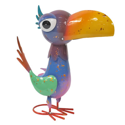Metal Purple Toucan Enamel Garden Statue