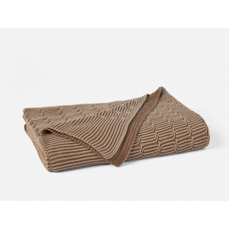 Ivy Organic Knit Cable Knit Throw Blanket, Fawn