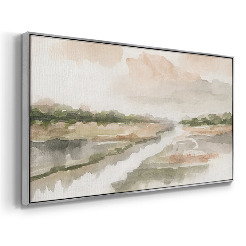 Moody Sunset - Toile tendue avec châssis tendue, prête à accrocher, H 17 po x l 33 po, Argent argent