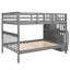 Lit superposé d'escalier gris pour chambre à coucher et dortoir. Avec garde-corps de rangement. Fabriqué en bois massif. Rangement élargi. Accès sécuritaire à l'escalier. Options de configuration polyvalentes. Aucune boîte à ressorts nécessaire. 250 lb