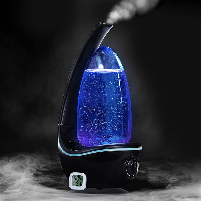 Humidificateur, humidificateur à brume froide de 2 litres, convient aux chambres à coucher, diffuseur d'huile essentielle silencieux et réglable, humidificateur d'air avec veilleuse, convient aux nourrissons, aux bureaux, aux plantes, aux grandes pièc