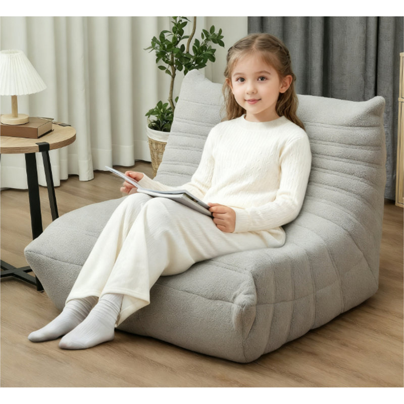 Fauteuil à billes, canapé à billes avec mousse haute densité pour chambre à coucher, gris clair, Gris clair