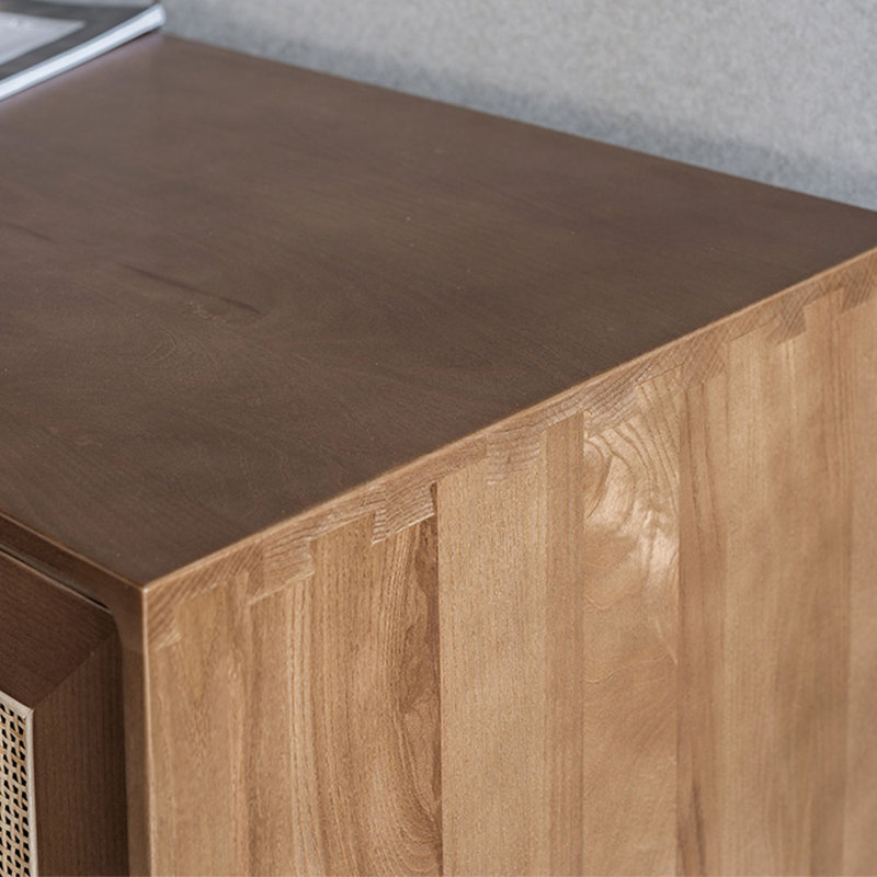 Armoire de rangement en rotin entièrement en bois massif, Brun foncé