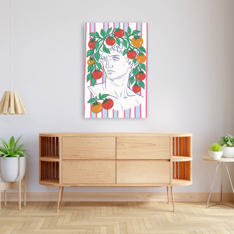 Art mural fantaisiste avec buste de tomate, 48" H x 32" W