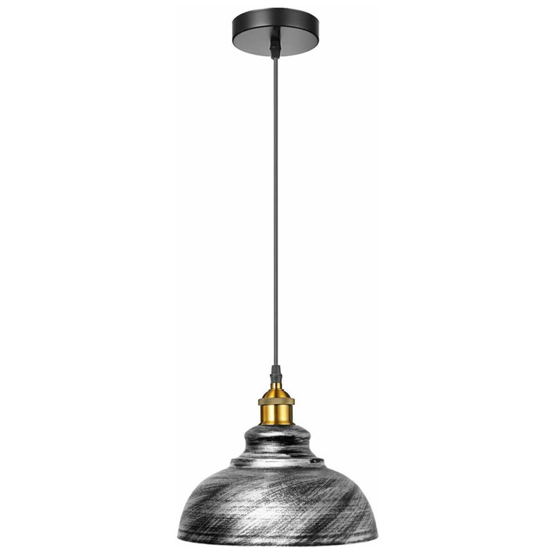 Suspension en métal courbé avec douille E26, Argent brossé