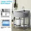 Évier utilitaire autoportant en acier inoxydable de 99 cm (39 po) de largeur avec robinet et tablette de rangement