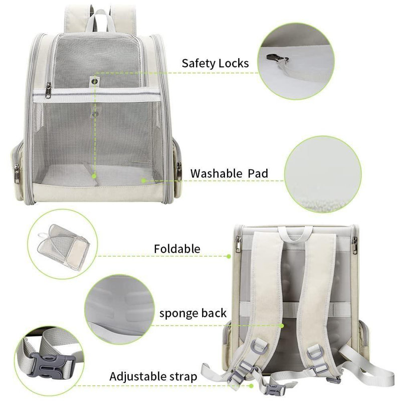Innovative Traveler Bubble Backpack Pet Carriers For Cats And Dogs, Creamy White