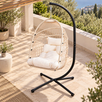 Fauteuil à œufs pliable en osier Albie