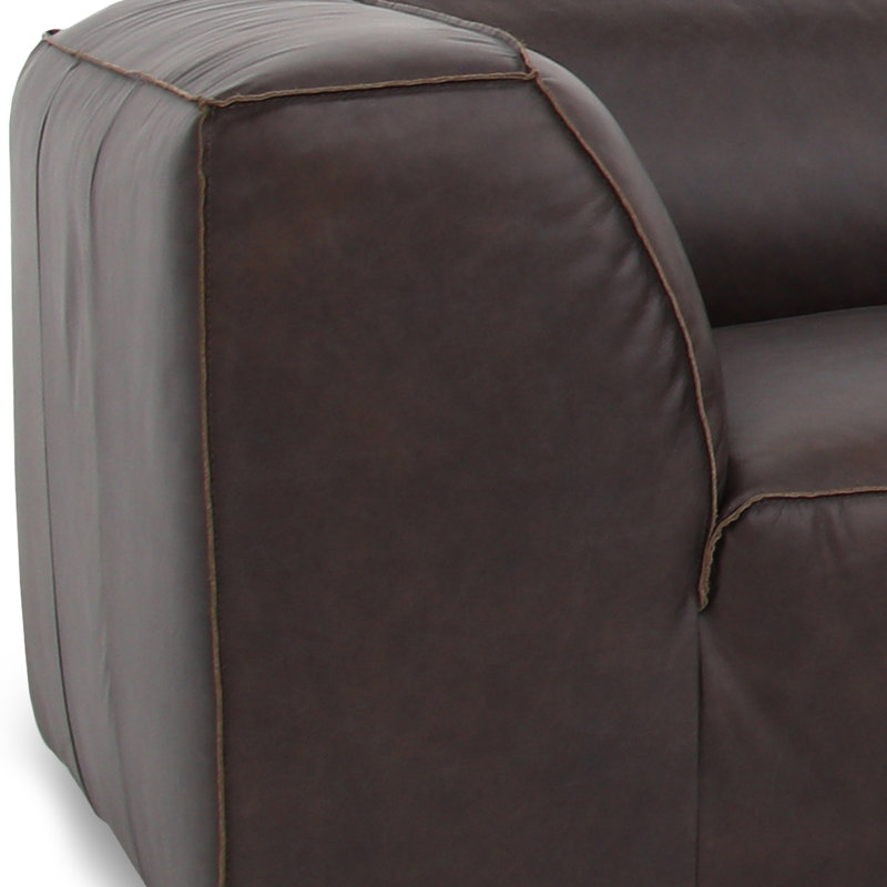 Foley 3 - Genuine Leather Modular Sectional, Espresso Brown Top Grain Leather