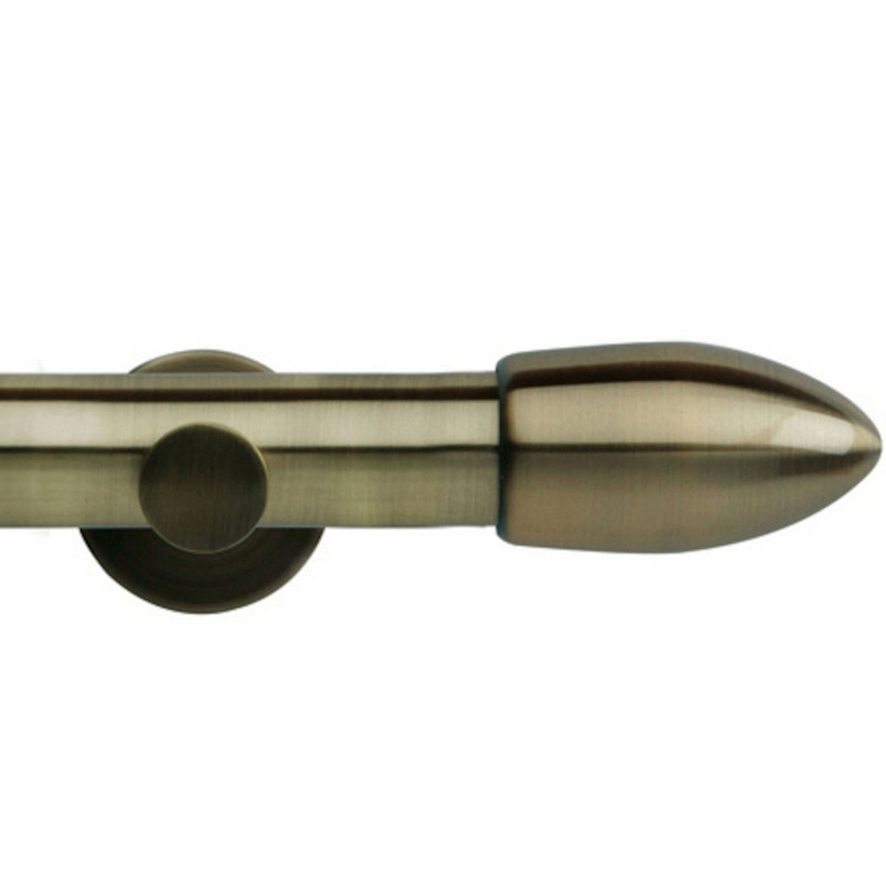 Ashvika Antique Bronze 3.5cm Single Curtain Pole, Spun Brass,  3.50cm H x 120cm W x 3.50cm D