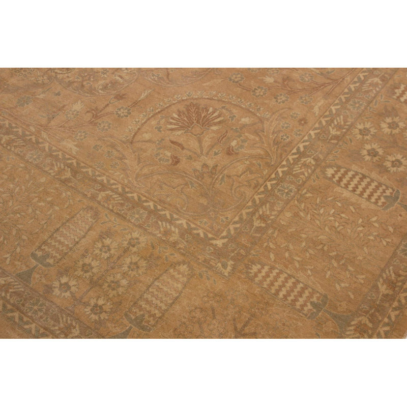 Tapis brun en laine noué à la main à motif oriental 9 pi 2 po x 12 pi 2 po Roby