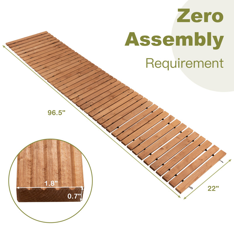 96.5'' L x 22'' W Wood Interlocking Deck Tile in Light Brown