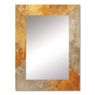Gold Abstract tile mosiac charm - Tile Wall Mirror, Gold Decorative Mirror, Printed Metal Art