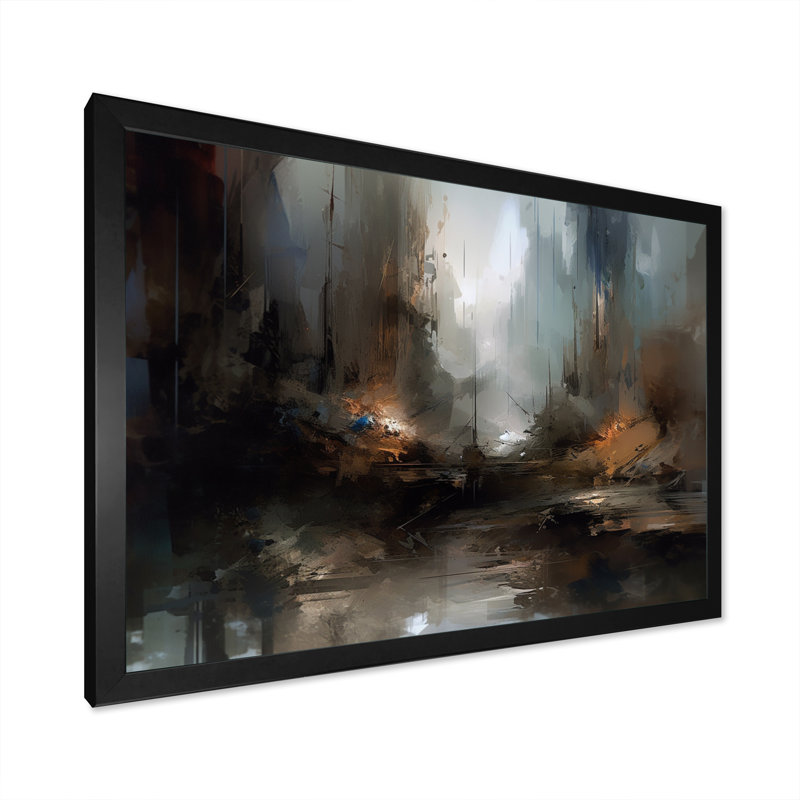 «Misquamiqueut Delicate Brushstrokes Abstract I», reproduction sur toile, H 24 po x l 32 po x P 1 po, Cadre photo noir