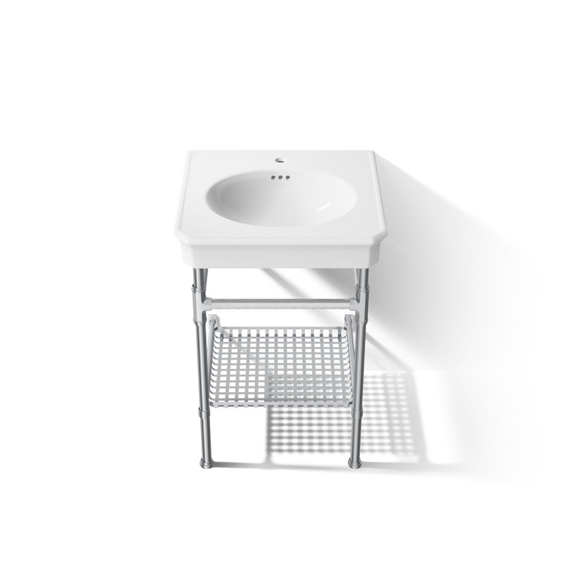 Claude by Studio McGee 24" Rectangular Console Table Bathroom Sink, White/Polished Chrome, Single Hole Faucet