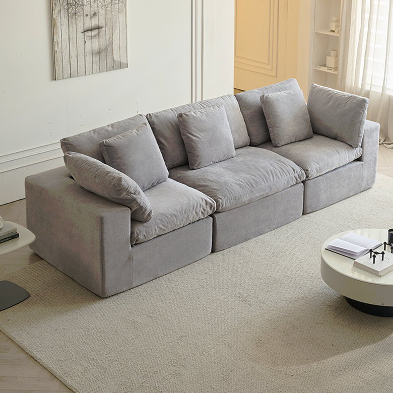 Canapé modulaire modulaire, canapé modulaire compressé de style minimaliste moderne, canapé-lit pour le salon, canapé-lit compressé confortable, conception peu encombrante, gris clair