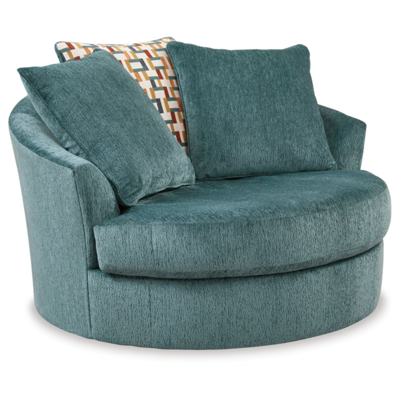 Fauteuil d'appoint pivotant surdimensionné Dravion, Polyester sarcelle
