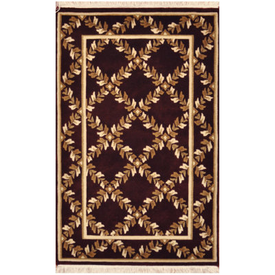Tapis de zone en laine brun/ivoire 2 pi 6 x 4 po one-of-kind noué la Windley