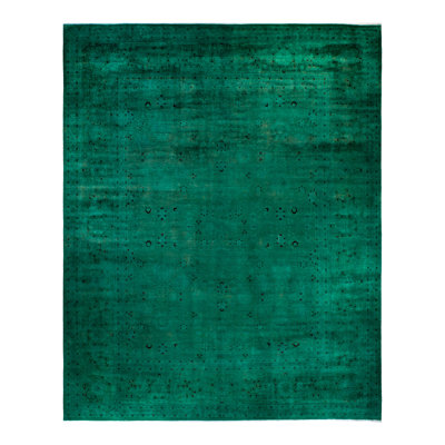 Tapis vert / noir unique 12 pi 3 po x 15 pi 6 po Aliya Aliya