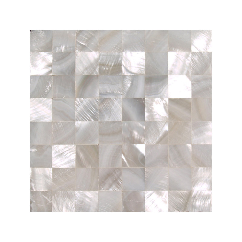 SeaTile 4" x 4" Natural Shell Listello/Border Tile in White Mother of Pearl