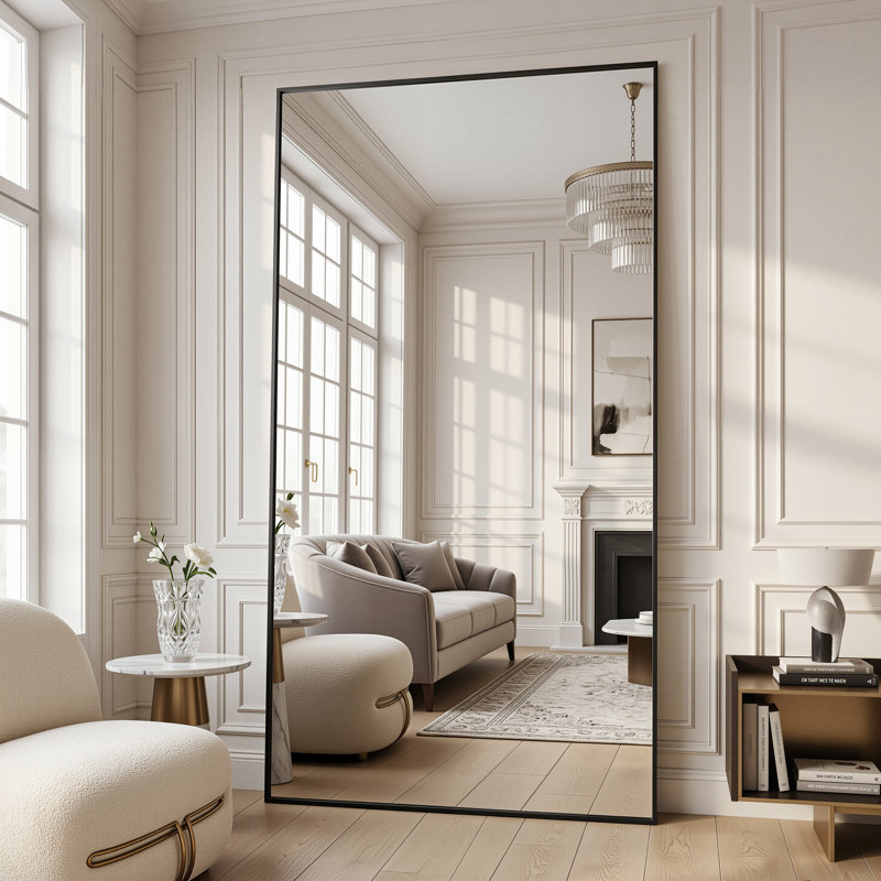 Rectangular Home Full-Length Mirror, Black, 90" x 46"