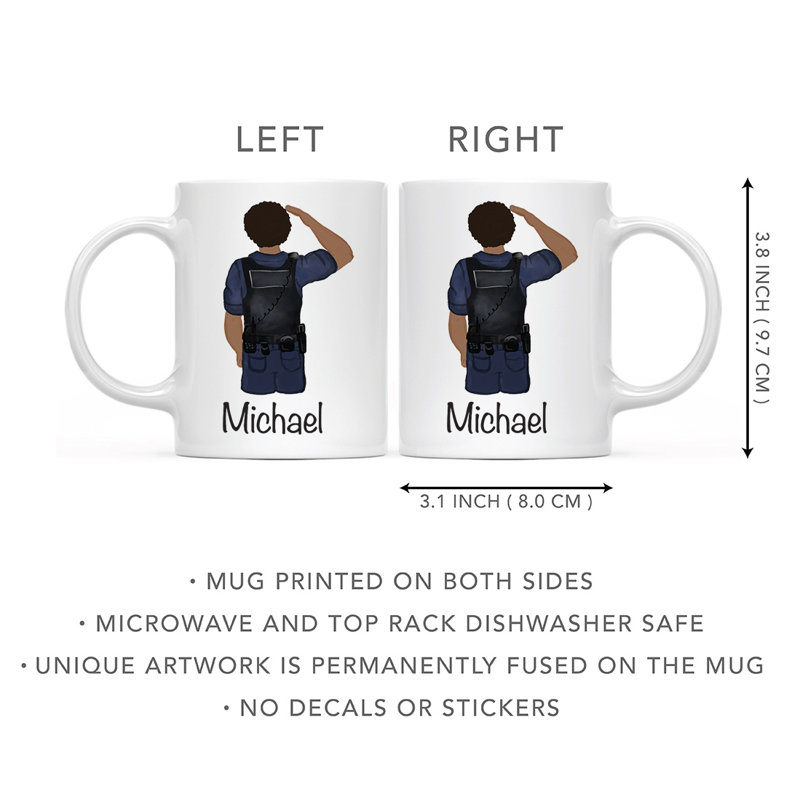 Tasse à café personnalisée, Jaune / noir, homme, agent de police 16, Oui