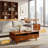 Harmony 47.2”W Coffee Table with Storage, Rectangular Wood Center Table for Living Room, Multiple Colors, Dual Solutions - 2 Smooth Drawers & Open Storage, Walnut Finish-1603077808