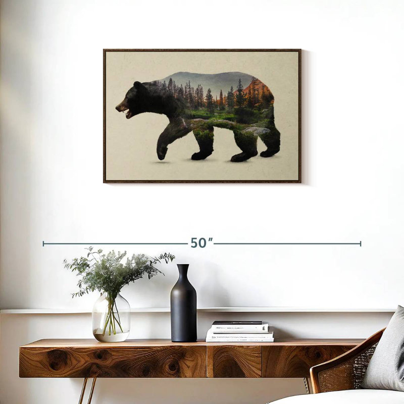 L'ours noir nord-américain, Cadre flottant en noyer, 31 po x 21 po