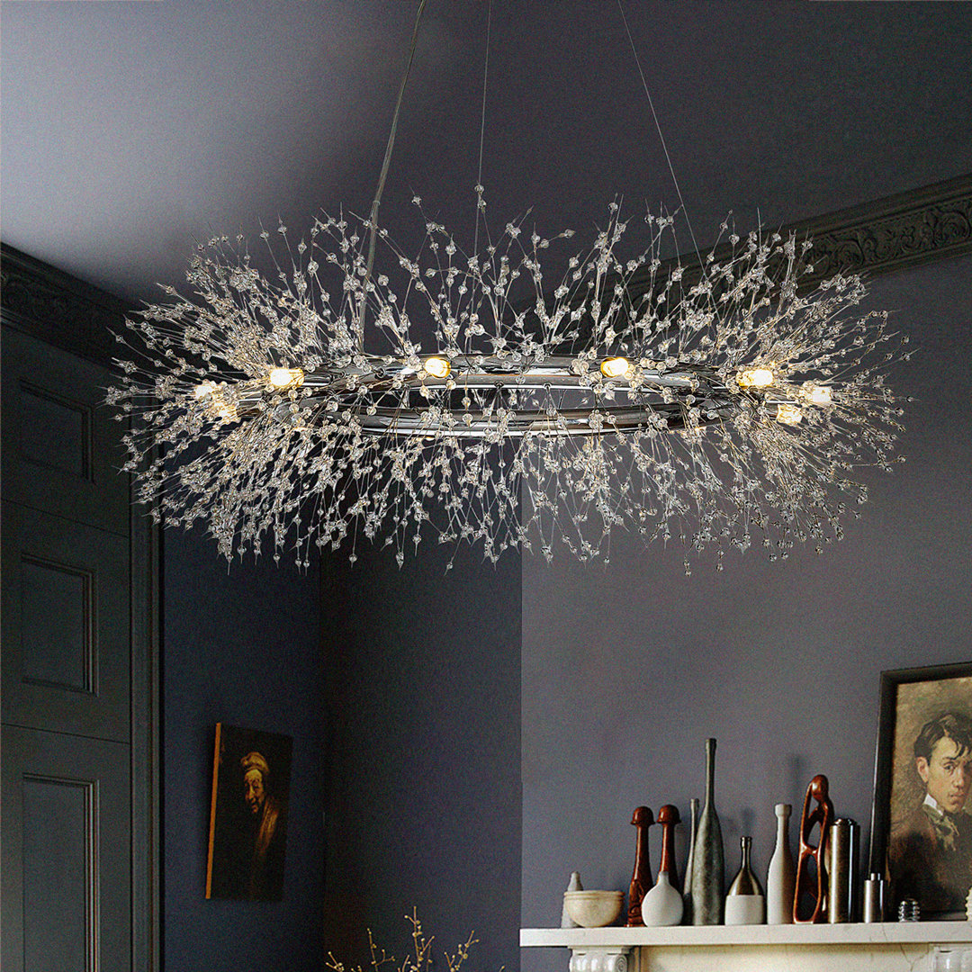 Galewood Modern Glam Firework Crystal Chandelier light Round Pendant Ceiling Lighting For Dining Room Everly Quinn 