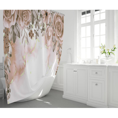 Rideau de douche simple à motif floral plombé
