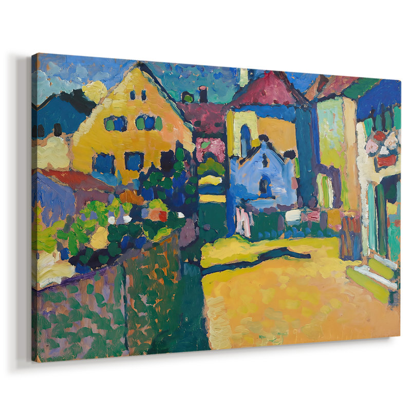 Murnau, maisons dans l'Obigore - Wassily Kandinsky - Toile tendue avec châssis - 1908, 32 x 48
