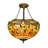 Tiffany Semi Flush Mount Ceiling Light with Stained Glass Shade