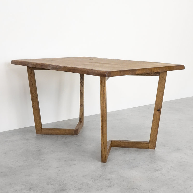 Mukerji Oak Solid Wood Dining Table, H 76 x L 140 x W 90cm, Brown Wood