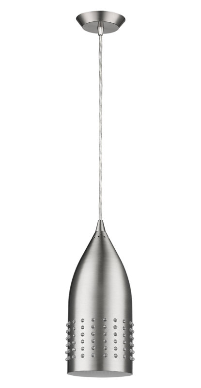 Charlcombe 1 - Light Single Pendant, Satin Nickel, 10.75" H x 3" W x 3 "D