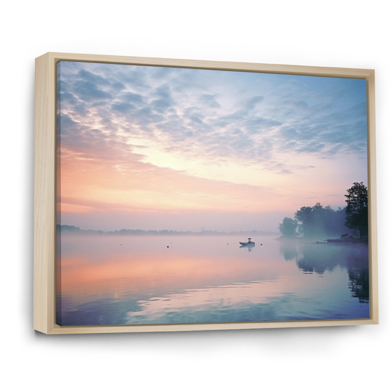 «Misty Morning Sky I» sur toile, H 12 po x l 20 po, Cadre naturel flottant